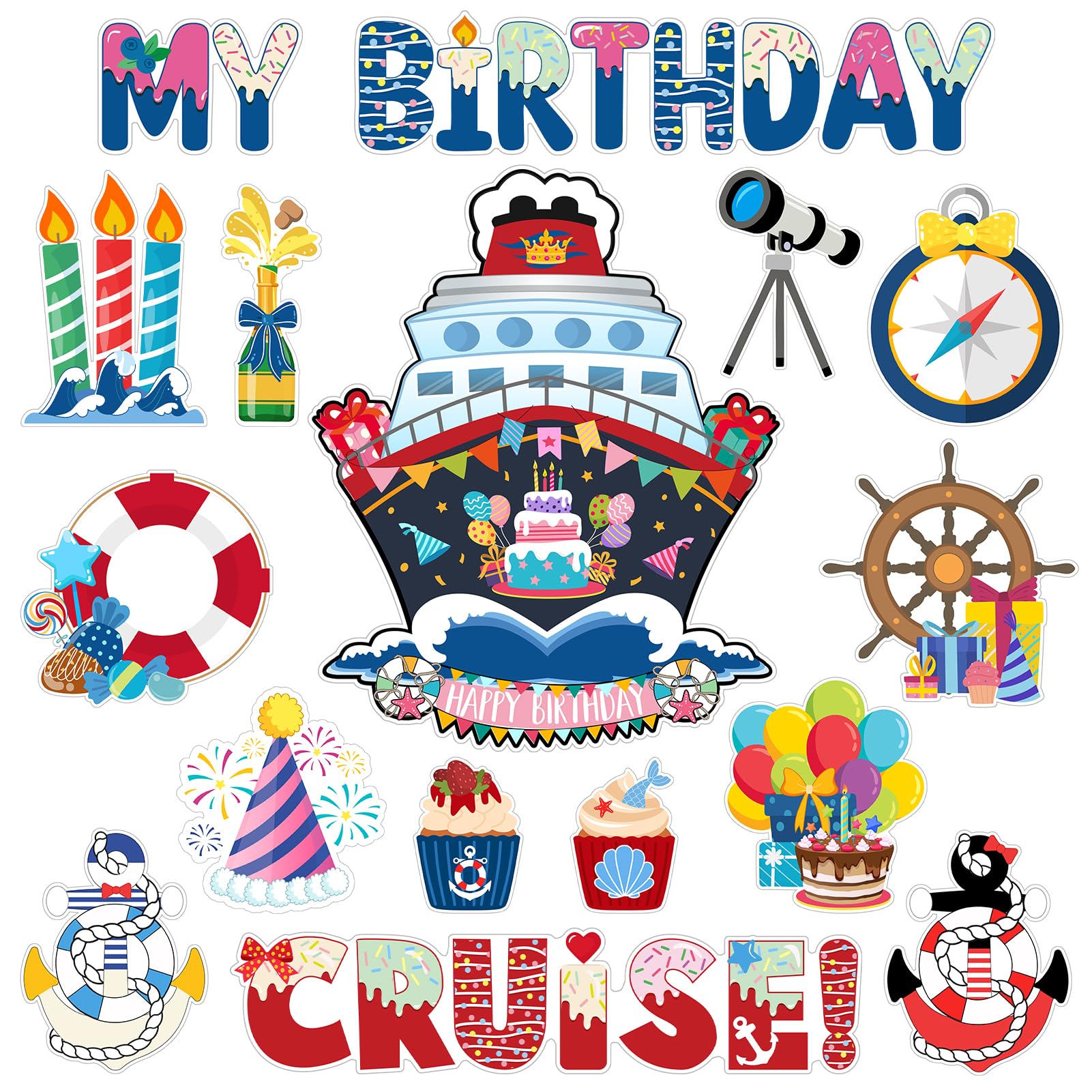 Amazon.co.jp: XLSXEXCL 16個 誕生日 クルーズ ドア デコレーション
